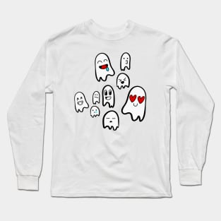 Spooky Ghost Emoji Long Sleeve T-Shirt